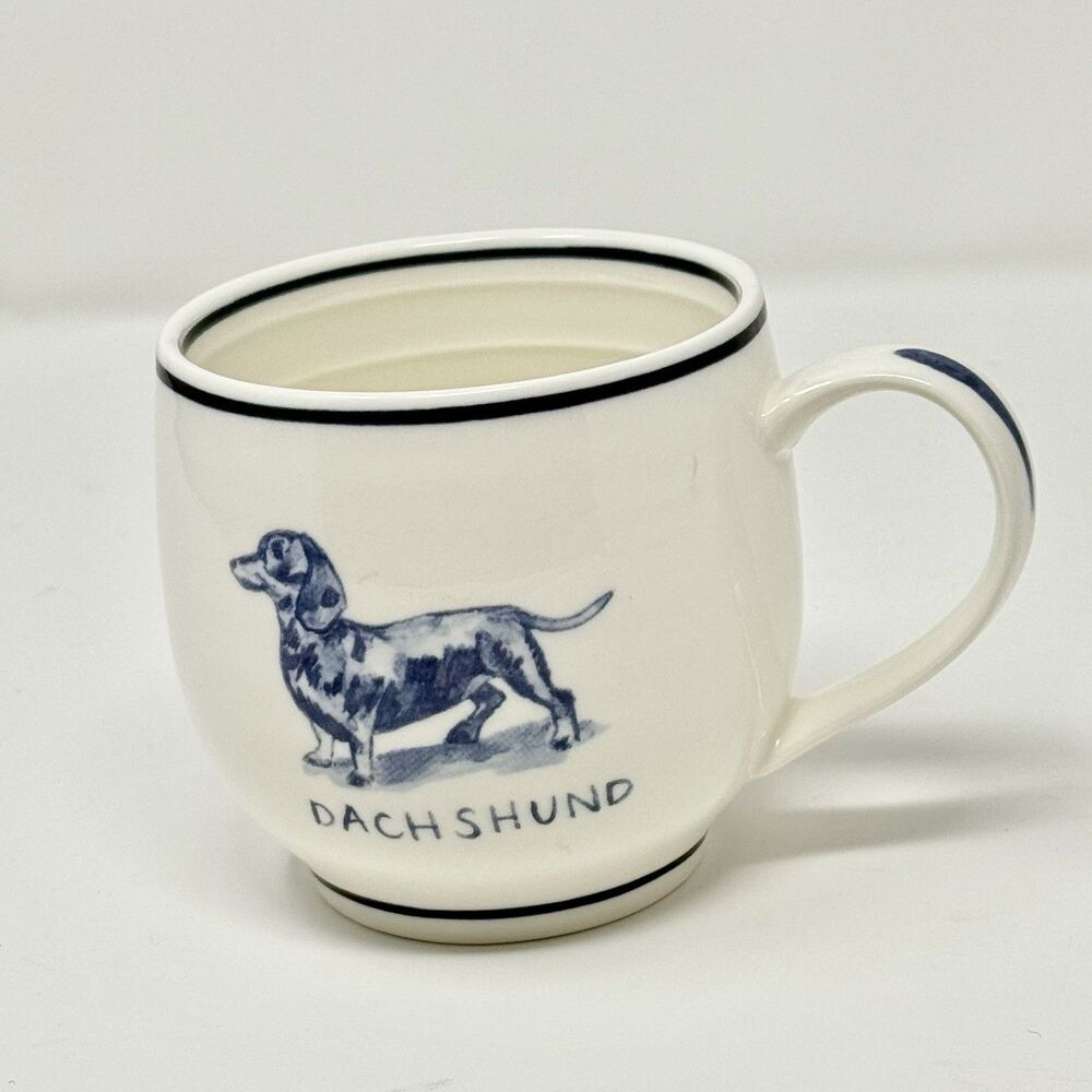 Anthropologie Molly Hatch Dachshund Dog Coffee Mug Limited Edition Rare
